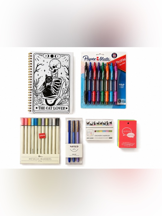 Other - Stationery Bundle Notebook Pens Markers Sticky Notes Flashcards Mixed Lot